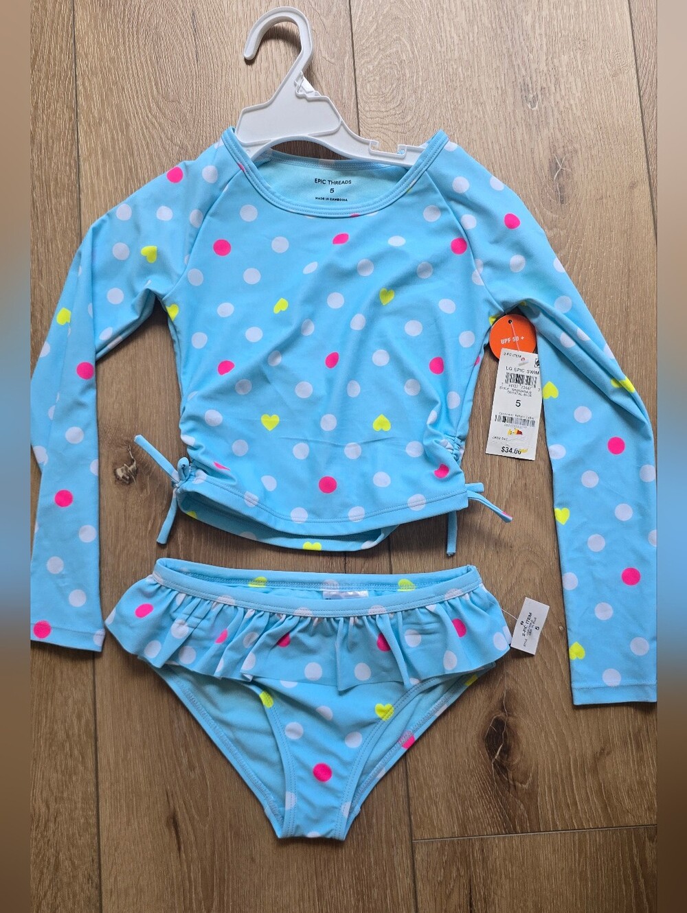 Epic Threads Polka Dots Long Sleeve Rashguard And Ruffle Bottoms 3 3t